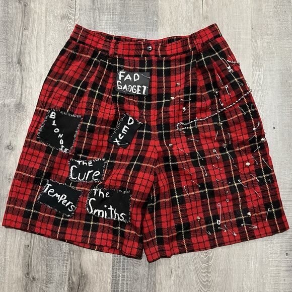Sag Harbor Other - VTG Punk Indie Rock Red Plaid Wool Shorts 80s The Smiths The Cure Handmade 32